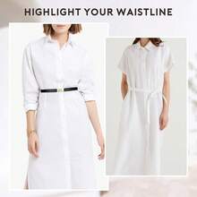 SUOSDEY 4 Pack Women Elastic Belt, Ladies Stretch Belt Dresses Pants Thin Waist Gold Belt - 黑+棕+紅+白 - 查看 7