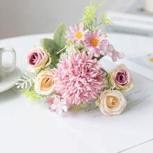 Bó hoa hỗn hợp gồm hoa hồng, cẩm tú cầu, mẫu đơn (1/3/80 bông), bó hoa cưới, trang trí đám cưới, nguyên liệu làm vòng hoa DIY, tiệc sinh nhật, bình trang trí nhà cửa, trang trí sân vườn mùa thu. - Màu tím - Xem 6