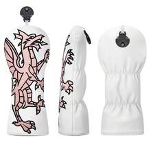 Dragon Pattern Golf Club Head Cover; White Golf Club Protective Cover; PU Material; Better Protection For Golf Clubs; - White - View 5