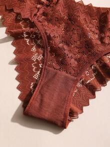 7条装女士性感蕾丝拼接比基尼内裤低腰无缝三角裤镂空舒适透气内衣