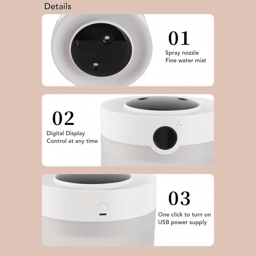 Difusor de Aceites Esenciales, 2l Doble Boquilla Humidificador de Aromas Aire con LED de 7 Colores, Portátiles Mini Humificadores para Dormitorio Pantalla Digital para Viajes, Oficina, Hogar - 1 - Ver 1