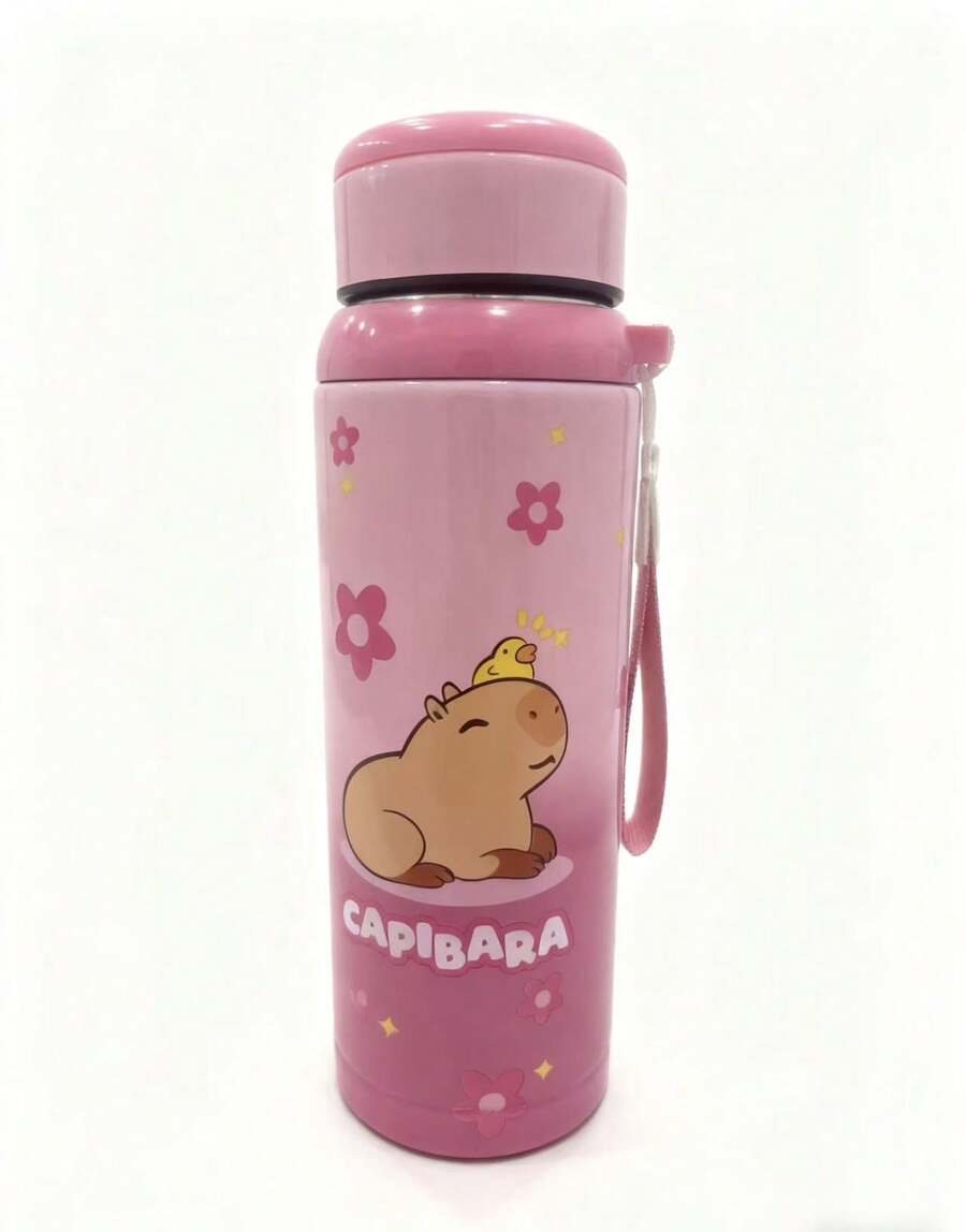 Termo Vaso Capibara Acero Inoxidable 800ml Frío O Caliente, botella térmica premium, vaso portátil de gran capacidad, termos modernos reutilizables, vaso con tapa para bebidas, artículos para deportes y oficina - Rosa - Ver 1