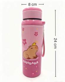 Termo Vaso Capibara Acero Inoxidable 800ml Frío O Caliente, botella térmica premium, vaso portátil de gran capacidad, termos modernos reutilizables, vaso con tapa para bebidas, artículos para deportes y oficina - Rosa - Ver 3