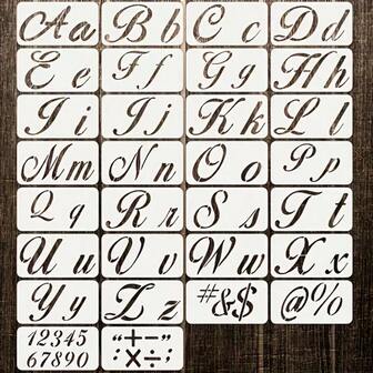 30 PCS White Reusable Alphabet & Number Tracing Template - A-Z Letters, 0-9 Numbers, Math Symbols, Currency Signs, Punctuation Marks With Guides For /S - Calligraphy Practice, Labeling, & Art, Washable Writing Template