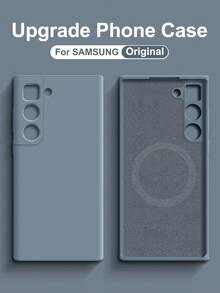 VRNOEI 适用于三星 Galaxy S24 S23 S22 S21 S25 Ultra Plus 的原装磁吸手机壳，软壳防震保护套，支持磁吸无线充电，柔软 TPU 材质，防水防摔防刮。 - 煙藍色 - 查看 16