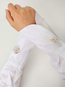 2个可爱纽扣套，可装饰衬衫袖扣，优雅仿珍珠纽扣夹，女士衬衫扣盒，无需缝纫，手工制作节日礼物