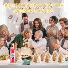 80 Year Old Bottle Opener Birthday Gift Party Gift Golden Theme Number 80 Keychain Bottle Opener - Multicolor - View 3