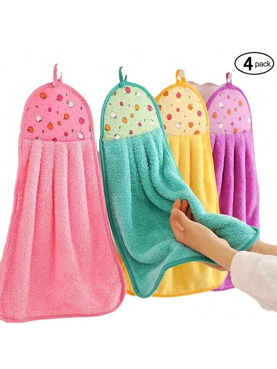 1 PC Super Soft Coral Velvet Kitchen Hand Towels - Hangable & Absorbent -  Home Bathroom Decor Fall Decor Back To School Dish Cloths Kitchen Towel - Màu sắc ngẫu nhiên - Xem 1