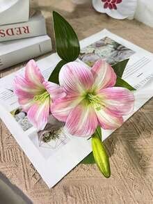 1pc Lily Artificial Flower Fake Flower Decoration Bedroom Living Room Dresser Artificial Flower Interior Decoration Fake Flower Day Lily Flower Pink/Blue/White, Valentine Day, Gift Gifts Birthday Graduation