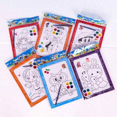 5/10 piezas Juego de Pintura de Acuarela, Kit de Colorear DIY (1 Pintura, 1 Pincel, 4 Colores de Pintura), Suministros de Arte Creativos y Educativos, Vuelta a Clases, Útiles Escolares