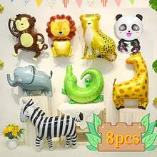 9pcs Animal Shaped Foil Balloons, Extra Large Lion Tiger Elephant Balloons, Forest Animal Giraffe Helium Balloons, Jungle Crocodile Zebra Monkey Giant Balloons, Children's Forest Animal Balloons - Multicolor - View 7