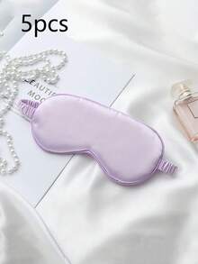 1pc/3pcs/5pcs/10pcs Black, Champagne, Gray, Pink, Green, Blue, Dark Green Double-Sided Silk-Like Breathable Sleep Eye Mask, Relieve Eye Fatigue, Suitable For Girls Nap, Blackout Eye Mask, Non-Tight - Multicolor - View 46