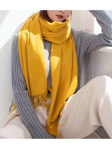 Thick Long Shawl/Blanket, 280g - Mustard - View 3