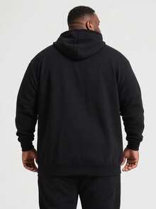 Men Plus Size Customizable Personalized & Commotive Black Sports Hat Rope Hoodie, Add Your Favorite Patterns And Fonts On The To Create A Personalized For You, And Can Also Be Customized For Family And Friends. You Are Already Handsome/Beautiful - Black - View 2