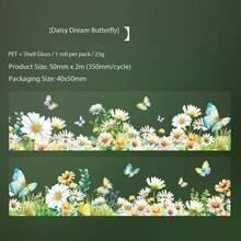 1 Stück Blumen Lovely Day PET Klebeband, Muscheltextur Landschaft Scrapbooking Aufkleber, 6 Designs - Verschiedenfarbig - Übersicht 8