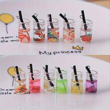 1/3/5/10pcs Mix Packed Milk Tea & Fruit Tea Charms, Resin Mini Bottle, Juice Drinks Pendants DIY Material - Multicolor - View 10