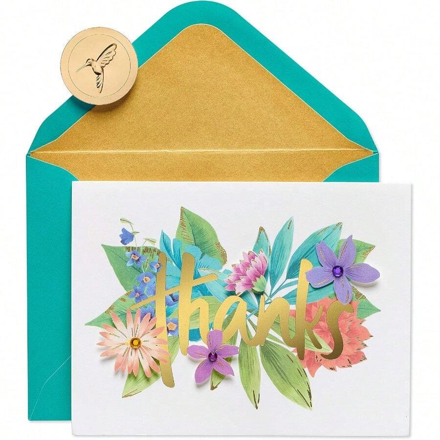Thank You Cards With Envelopes Botanical Floral 8Count - BotanicalFlowers - View 1