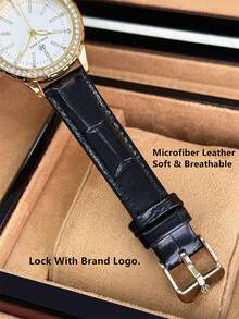 Pablo Raez 1pc 18K Gold Ladies Watches Stainless Steel Jewelry Vintage Accessories Charming Women Wristwatch Luxury Crystal Dress Watch Original Non Tarnish Golden Color Elegant Brand New AAA Design Quartz Watch For Lady Fahionable White Face With Rhinestone Display High Quality Woman Popular Wristwatch 50M Waterproof Soft - one-size - View 12