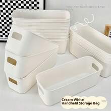 Caja de almacenamiento multifuncional Organizador de tira larga Armario Mesa Contenedor de aperitivos Solución de almacenamiento sin tapa Organización del hogar Colección Dormitorio Sala de estar Cocina Estanterías Divisor de cajón Cesta Sistema de estantería - Blanco - Ver 10