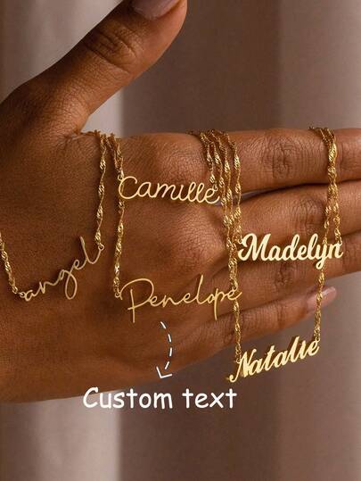 Collar con nombre personalizado brillante y escarcha para mujeres, collar de clavícula clásico con letra personalizada de acero inoxidable dorado con caligrafía, joya de placa con nombre hecha a mano, regalo de Navidad y Año Nuevo para novia y amante