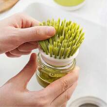 Kitchen Utensils Soap Dispenser Plate Brush Palm Brush Scrub Brush With Storage Stand And Drain Base, Easy To Clean Kitchenware And Sink, Including A Replaceable Brush (Green) - Multicolor - View 10