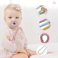 1PC Silicone Baby Pacifier Clip - Anti-Lost Pacifier Chain For Babies, & Biteable Exclusive Pacifier Holder - Multicolor - View 11
