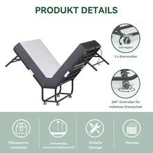 190 * 96 Cm Klapp-Twin-Bett Mit 9.5 Cm Memory-Foam-Matratze, Tragbares Gästebett/Rollbett, Stabilizer Metallrahmen - Black - View 11