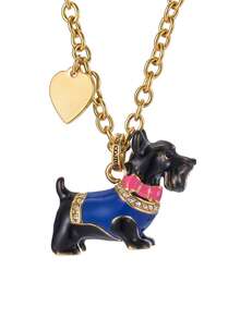 1pc Fashionable & Delicate Enamel Black Schnauzer Dog Pendant Necklace, Suitable For Women, Sweet & Elegant For Party Jewelry, Christmas & Halloween Gift - Schnauzer Puppy Pendant Necklace - View 6