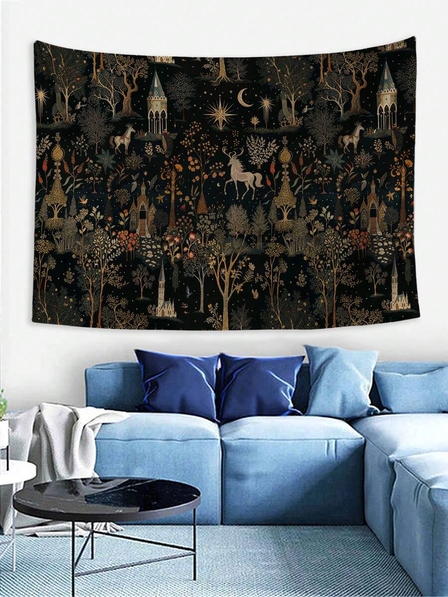 1pc Dark Botanical Peel Tapestry, Medieval Secret Wall Art,Home Decor For Bedroom Room, For Bedroom Living Room Corridor, Wall Art, Wall Decoration, Room Decoration - A - 查看 1