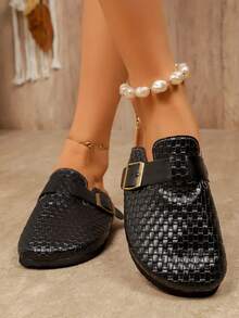 2024 Spring New Boken Thick Sole Slip-On Mule Sandals For Women - Black - View 2