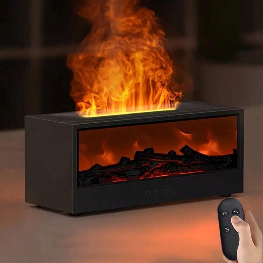 USB Powered Fireplace Humidifier With Aroma Diffuser - Color Changing Lights, Adjustable Timer, Auto Shut Off When Water Runs Out, Remote Control