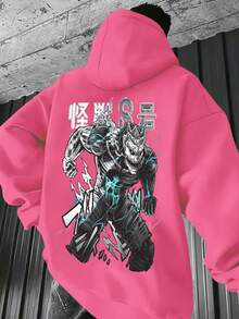 Sudadera con Capucha de Patrón de Monstruo de Anime para Hombres - Sudadera Marrón con Cremallera, Adecuada para Todas las Estaciones, Ropa Casual de Calle, Diseñpara Fans de Anime y Entusiastas de la Animación Japonesa - Ajuste Cómodo Diario, Sudadera de Anime, Ropa Cómoda, Diseño de Impresión Audaz, Tela Duradera, Estilo de Calle, Material Suave, Sudadera con Capucha, Entusiastas de la Ropa de Calle, Colección de Moda, Suéter Holgado, Diseño de Calle Audaz, Moda de Calle, Coleccionistas de Anime, Opción de Regalo para Entusiastas de Anime (Error de Diseño Izquierdo y Derecho Imposible): Marrón - Negro - Ver 5