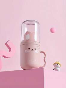 一套可爱兔子造型旅行牙刷架和漱口杯套装 - 便携式塑料牙膏杯、浴室漱口杯，节省空间的个人卫生解决方案，适合商务旅行和度假 - 彩色 - 查看 2