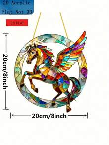 2D平面风格设计，镶嵌钻石的骏马，闪耀的珠宝钻石，多色组合，奢华优雅的风格，富有艺术气息，无需用电，由亚克力制成，适合悬挂在门、窗或墙上，文化主题装饰。