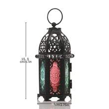 1pc Middle Eastern Ramadan Daily Moroccan Glass Candle Holder, Metal Lantern Fragrance Candle Cup, Iron Art Decor, May Have Scratches Or Chipped Paint During Shipping, Which Is Normal - Multicolor - View 5