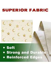 1pc/Set Linen Placemat With Star & Moon Design, Black & White, Seasonal Kitchen Dining Table Decor, Home Decor, Suitable For Party, Gathering, Family Meal - Multicolor - View 8