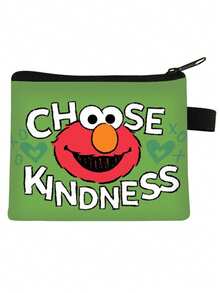 Sesame Street Cartoon Coin Purse, Portable Card Holder, Fashion Small Storage Bag, Can Hold Lipstick, Makeup Brushes, Skincare, Phone, Coins, Small Items, Suitable For Home, Gifts, Vacation And Holidays (Halloween, Christmas) And Multi-Purpose Use