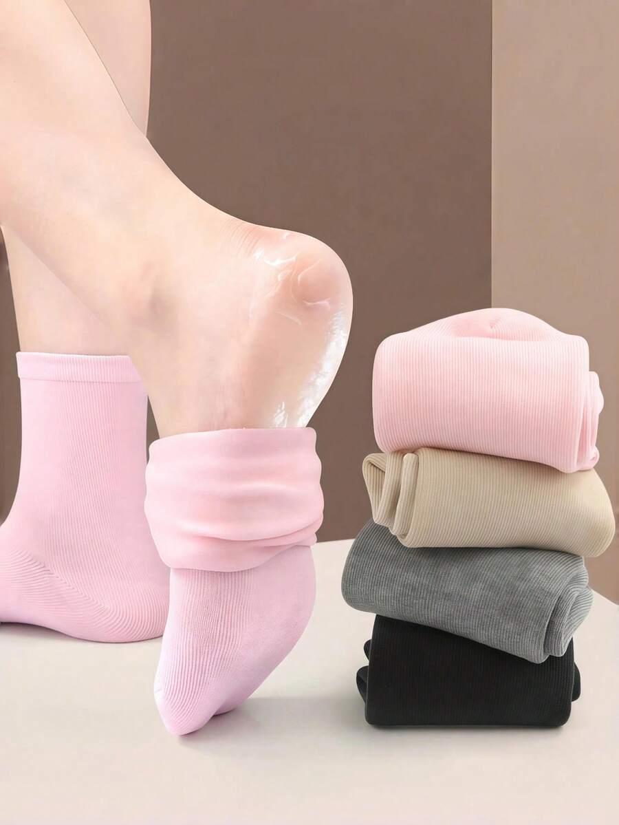 1 Par (Versión larga actualizada) Mascarilla esencial para los pies, cuidado hidratante y suavizante para pies agrietados, calcetines de gel hidratante para talones
