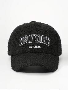 1pc Embroidered NEWYORK Teddy Fleece Adjustable Baseball Cap, Casual Outdoor Hat - Baseball Cap - View 19