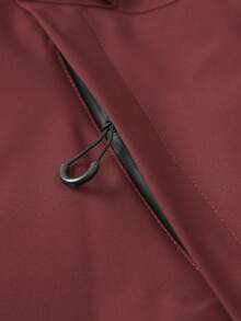 Men's Hooded Drawstring Soft Shell Windbreaker Jacket, Sports & Casual, Front Large Pocket, Zipper Side Pockets, Suitable For Daily Wear, Versatile & Popular Jacket - Red - View 8