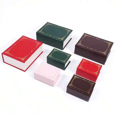 Retro Mini Jewelry Book Box Ring Pendant Storage Box Small Ring Box Small Red Book Jewelry Box Jewelry Box European Creative Magnetic Suction