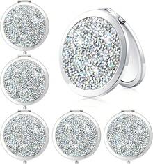 1X/ 2X Espejo de Maquillaje de 2.75 Pulgadas Espejo de Bolsillo Pequeño Plegable Redondo para Maquillaje Viaje Mujer (Oro Rosa, 6 Piezas) - Colores variados - Ver 1