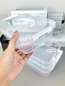 1pc 4-Layer Large Capacity Multi-Purpose Storage Box With Handle, Toy Building Block Storage Box, Stationery / Notebook / Marker Storage Box, Clear Plastic.Hair Accessory And Jewelry Storage Box, Suitable For Organizing And Placing Items On The Room's Desk. - Multicolor - View 4