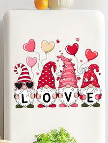 40*30cm Vintage Cupid Gnome Heart Shaped Valentine's Day Party Decor Wall Sticker, Cartoon Atmosphere Window Decal - Multicolor - View 8
