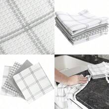 T-fal Textiles 4 Unidades algodón Flat Waffle de Cocina Plato Gamuza Breeze Gris 1 - Gris - Ver 1