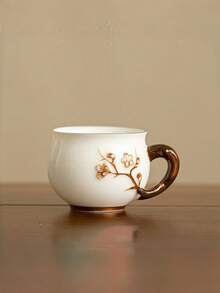 Handmade Mutton Fat Jade Pinched Flower Tea Cup, Ceramic Tea Set, Master Cup, Gongfu Tea Cup, Coffee Cup - Multicolor - View 8