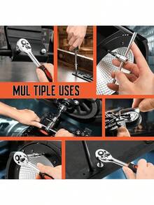 151/46pcs Comprehensive Mechanical Tool Set - 1/4", 3/8", 1/2" Deep And Standard Sockets, Ratchet Wrench Set, S2 And CR-V Sockets, Automotive Repair And Home Mechanic Kit, Including Combination Wrenches, Accessories And Storage Box