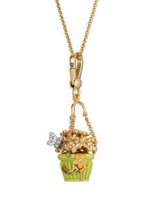 1Pc Fashion Sweet Faux Zirconia Butterfly Letter Enamel Green Flower Basket Pendant Necklace For Women Romantic Cool Party Jewelry, High-End Accessories, Chic Girlfriend Gifts, Bags, Keychain Pendants, Rural Style Gifts,Chic Girlfriend Gift, Christmas Gift - Dây chuyền mặt giỏ hoa - Xem 6