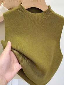 1 件女士针织仿领，黑色、白色、米色、绿色、黄色 - 條紋針織假領子 - 查看 27