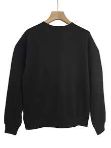 Nightmare Before Christmas Women's Sweatshirt - Tim -Inspired  & Sally Graphic, Cozy Crewneck Pullover For Fall/Winter, Casual & Themed Events, Officially Licensed Apparel, Soft Round Neck Sweatshirt With Nightmare Before Christmas Characters, Machine Washable, Perfect For Home, Work, Or Shopping - 黑色 - 查看 2